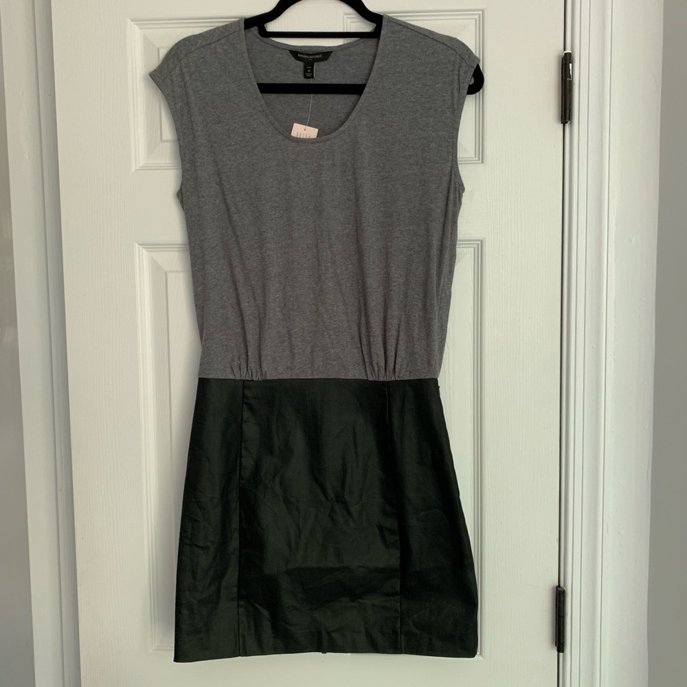 Banana Republic Jersey & Coated Denim Combo Dress
